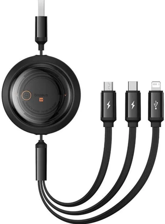Baseus Cablu Baseus Free2Draw, USB la M+L+C, 100W, 1.1m, Negru
