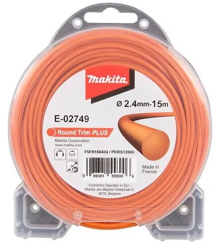 Makita Linie de taiere rotunda PLUS din nailon, Makita, diametru 2.4 mm, lungime 15m, pentru coase si masini de tuns