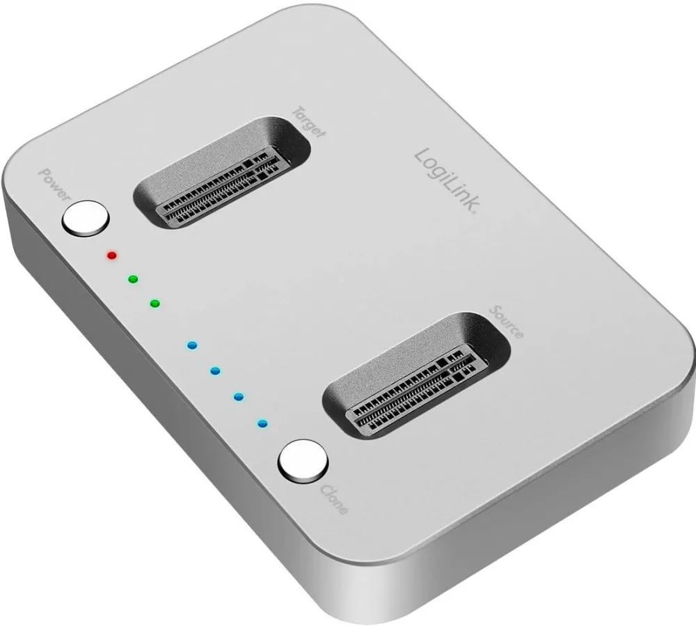 Docking Station Logilink Statie de andocare LogiLink QP0033, 2 porturi SSD M.2 NVMe, argintiu, USB 3.2