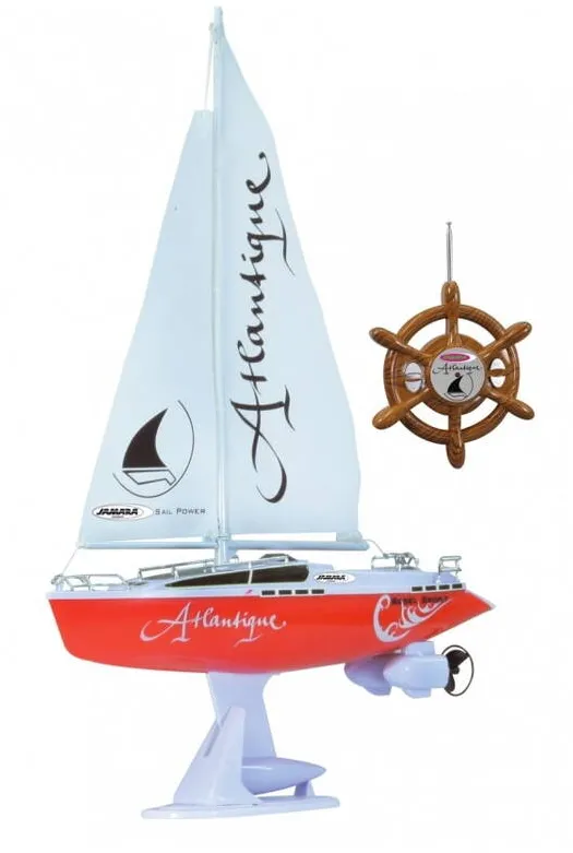 Barca Jamara Barca RC cu telecomanda Atlantique, Lungime 38 cm, Inaltime 52 cm, 2 canale, 2 motoare, 27 MHz, 8+