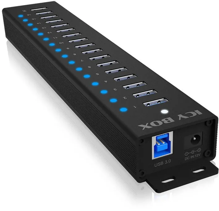 Hub USB Icy Box Hub cu 17 porturi USB, Icy Box, 5000 Mbit/s, Negru