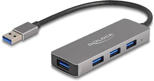 Hub USB DELOCK Hub USB, DELOCK, 4 porturi USB 3.2 Gen 1, 5 Gbps, Gri