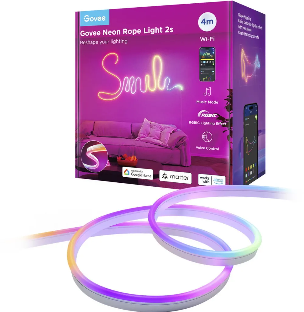 Govee Govee Neon Strip Light, LED strip white, 4 meters, black