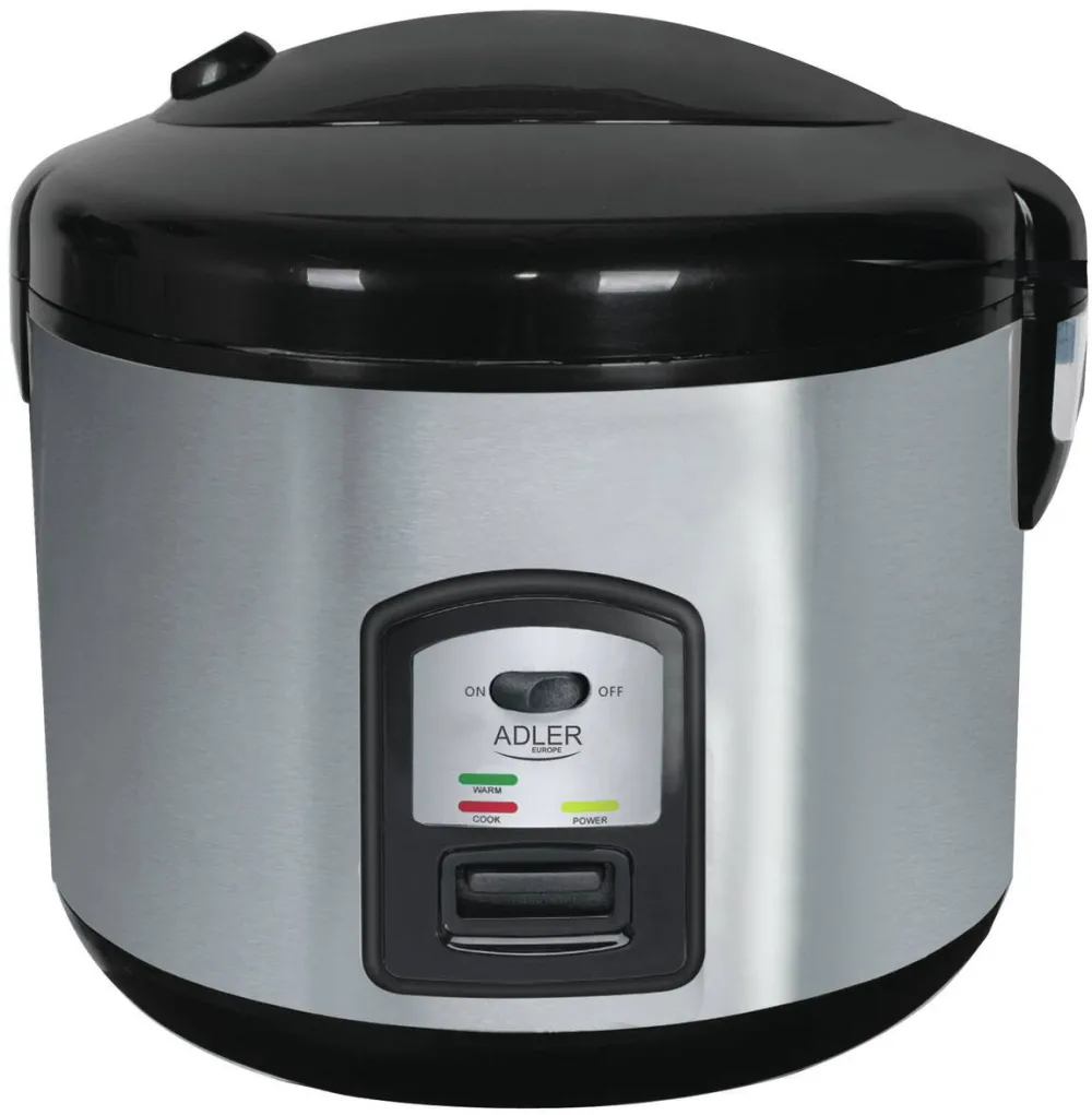 Adler Aparat de gatit orez, Capacitate 1.5l, 2 functii, Gatire si mentinere la cald, Negru/Argintiu