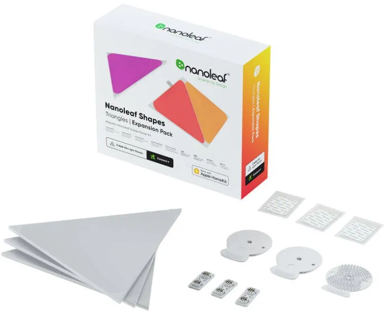 Nanoleaf Panouri extindere Shapes Triangles, Wi-Fi, LED, RGB compatibil Apple HomeKit, Google Assistant, 3 panouri