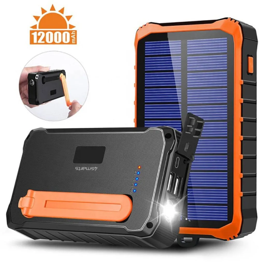 4smarts Power bank 4smarts 12000 mAh, 2x USB A, USB Type-C, negru, portocaliu, 79x144x36mm