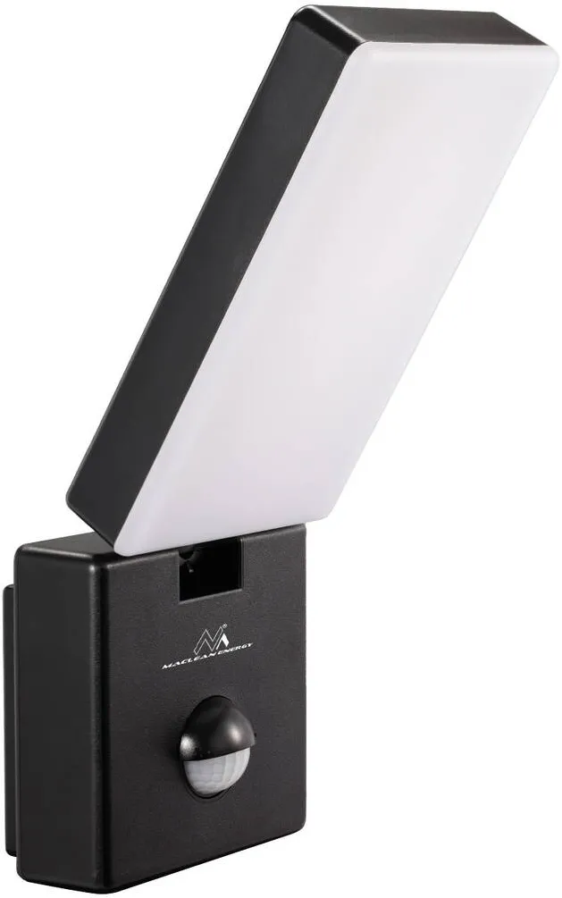Corp Iluminat MACLEAN Aplica LED exterior Maclean MCE516 B, 10W, 800lm, 4000K alb neutru, negru, IP65, cu senzor de miscare PIR, unghi iluminare 120°, detectare pana la 9 m, reglabila pe inaltime si unghi