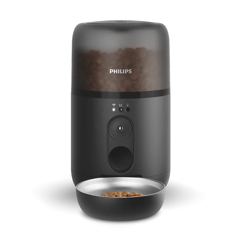 Philips Hranitor automat inteligent pentru animale Philips, seria PET, cu camera HD incorporata, senzor de miscare, bol potrivit pentru mustati, notificari la ora mesei, conectat cu aplicatie, tehnologie anti-infundare, 4.5l