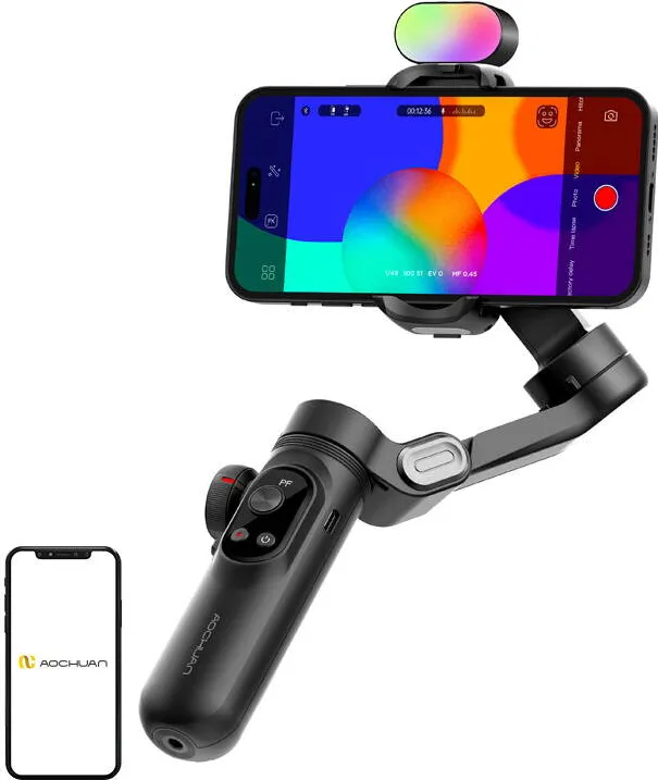 AOCHUAN Gimbal AOCHUAN X Pro cu iluminare RGB (negru)