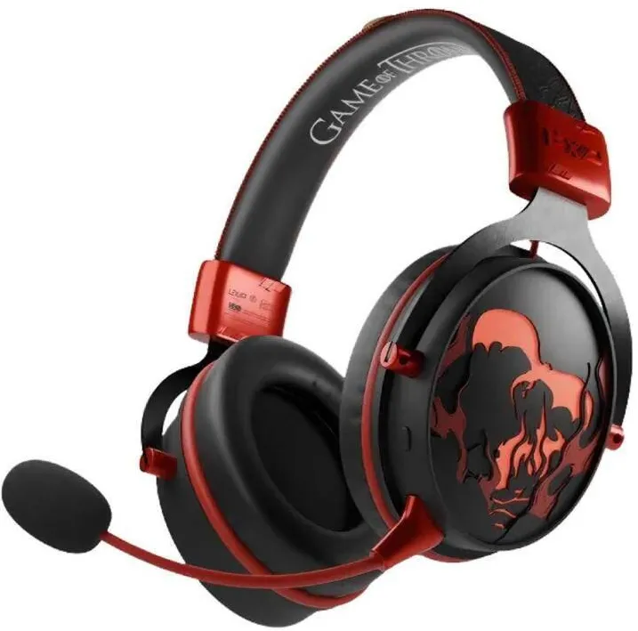 Casti Over-Head LEXIP Casti gaming Lexip, wireless, negru si rosu, iluminare LED rosie, autonomie 28 ore