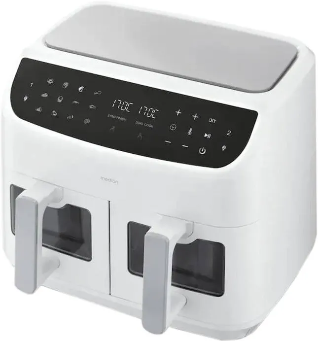 Medion Friteuza dubla cu aer cald Life P20 MD11760 XXL (alba, 2600 W, 2 cosuri de 4,35 litri fiecare)
