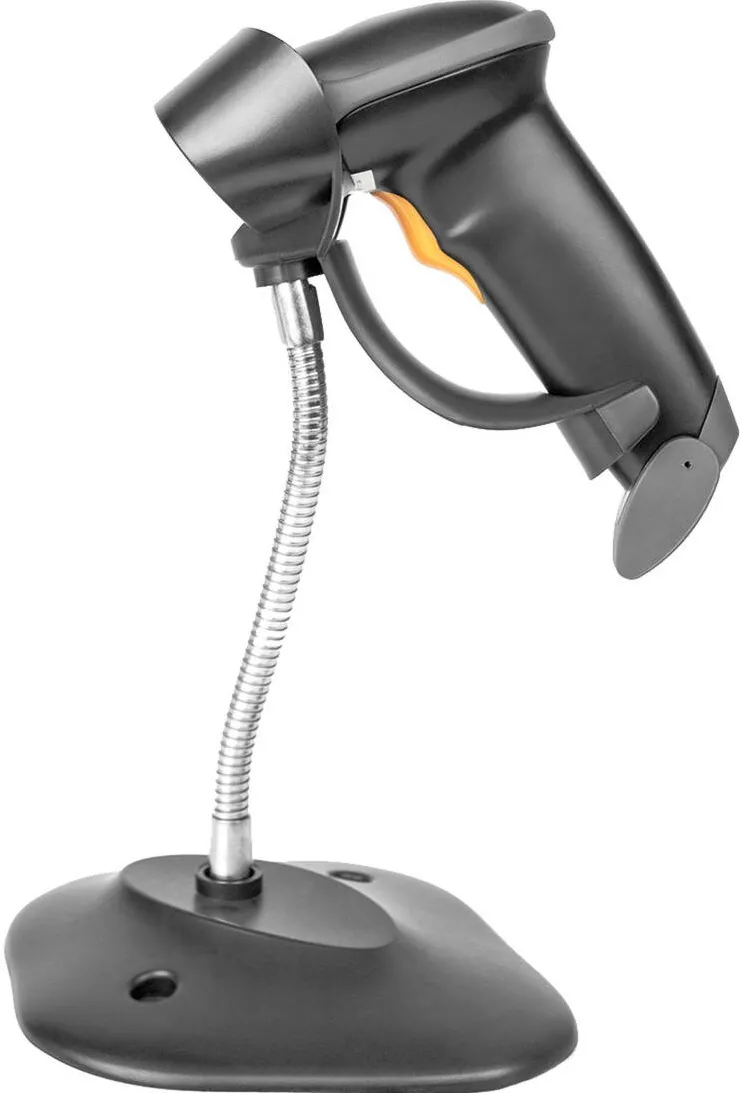 Scanner cod de bare Digitus 2D Bluetooth (negru, functioneaza cu baterii, cu suport, compatibil cu cod QR)