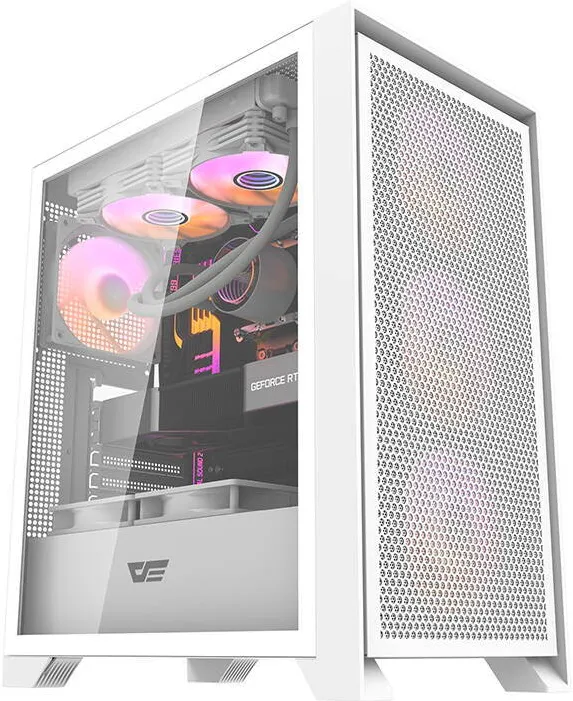 Carcasa PC Darkflash DRX70 MESH + 4 ventilatoare RGB (alb)