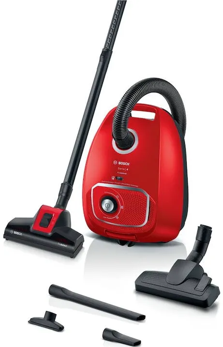 Aspirator BOSCH cu sac Seria 4 BGB41PET1, ProAnimal, 700W, 4 l, Control electronic rotativ, Sistem PowerProtect, Perie AirTurbo Pro, Rosu