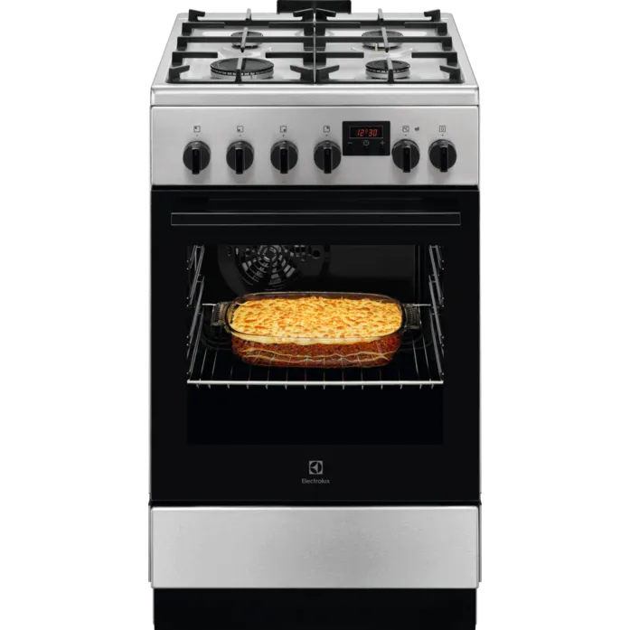 Aragaz LKK540223X, Mixt, 4 arzatoare gaz, Gratare de fonta, Cuptor electric, Timer electronic, Grill electric, Clasa A, 50cm, culoare inox