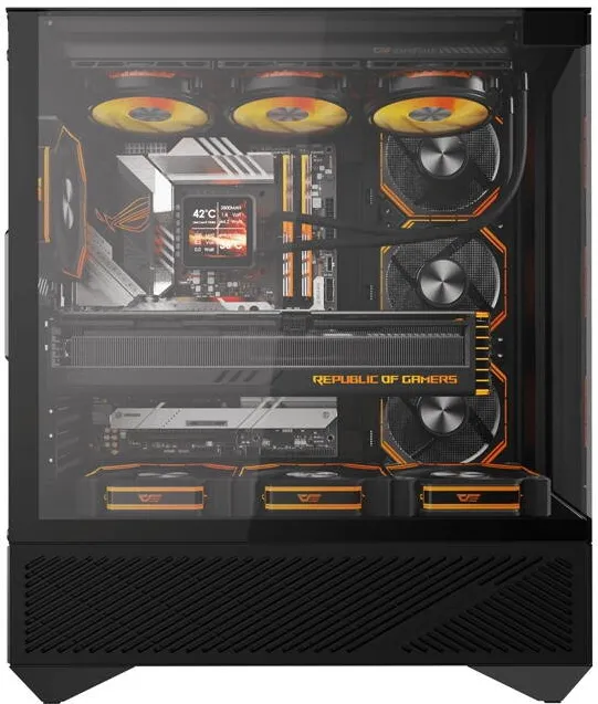 Carcasa PC Darkflash DY460 (negru) + 4 ventilatoare ARGB