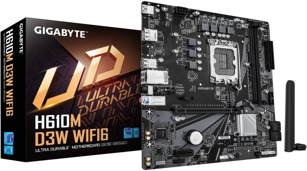 Placa de Baza GIGABYTE Placa de baza Gigabyte H610M D3W WIFI6, Socket LGA1700, DDR5, Micro ATX