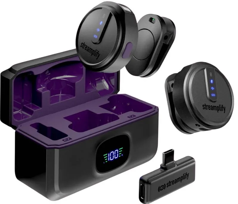 Microfon streamplify Microfon Wireless Streamplify MIC GO, USB-C, Negru