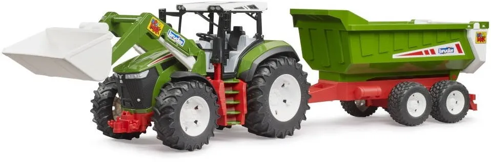 Masina BRUDER Tractor Bruder - Roadmax, cu incarcator frontal si remorca basculabila