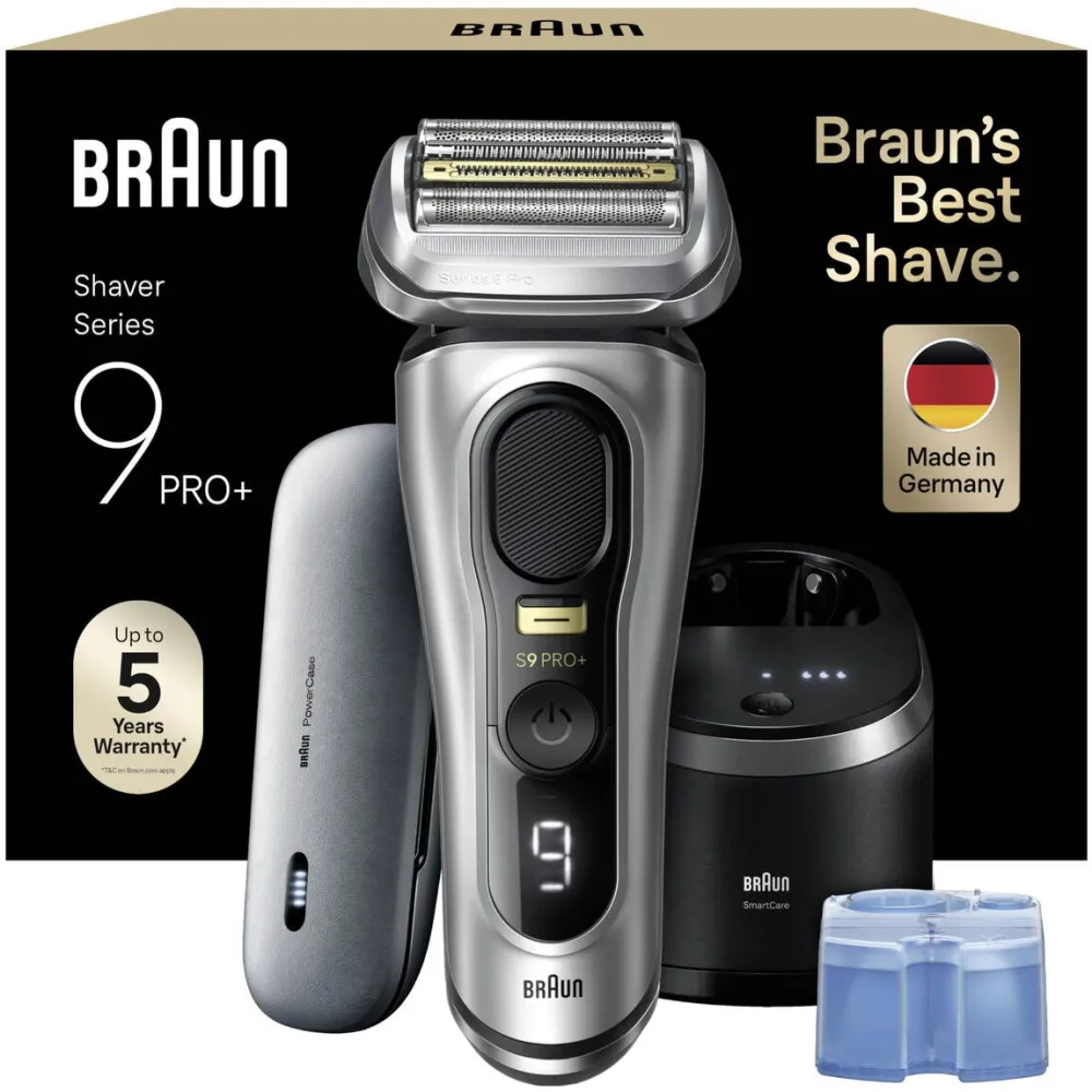 BRAUN Aparat de ras electric Series 9 Pro+, 5 elemente de barbierit, argintiu, 60 min autonomie