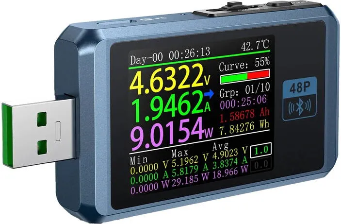 FNIRSI FNB48P BT Tester port USB cu Bluetooth