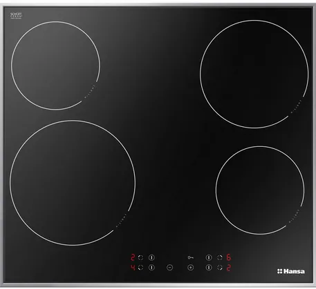 Plita HANSA incorporabila BHCI66306, Vitroceramica, 4 zone de gatit, HeatControl, Temporizator, Control touch, Timer, 60 cm, Negru