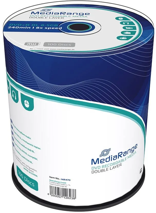 MediaRange DVD+R 8.5GB 100pcs 8x Double Layer