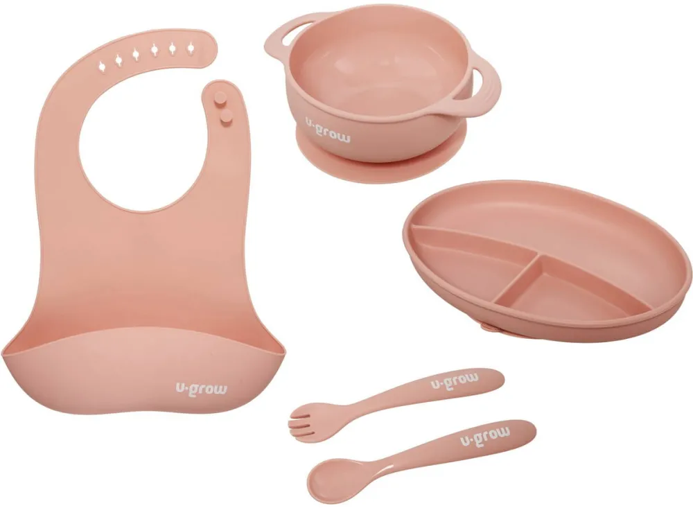 U-GROW Set diversificare 5 piese silicon, roz