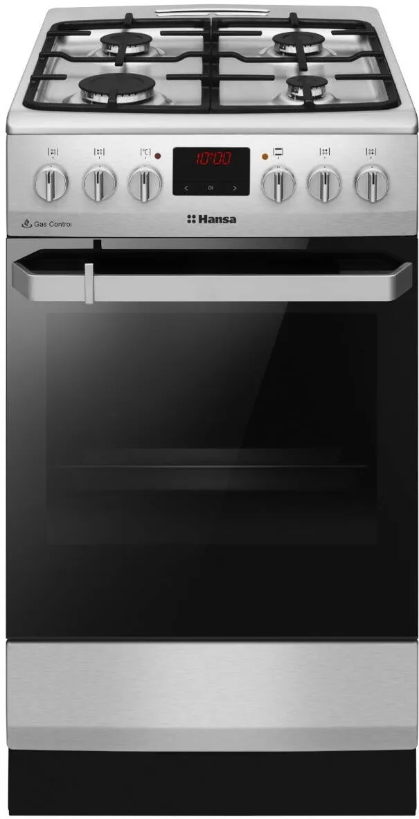 Aragaz FCMX5825092, Mixt, 4 arzatoare, Aprindere electrica, Dispozitiv siguranta, 65 l, Grill, Timer, Clasa A, 50 cm, Inox