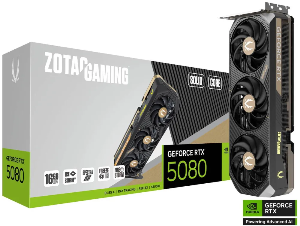 Placa Video ZOTAC GAMING GeForce RTX 5080 SOLID CORE 16GB