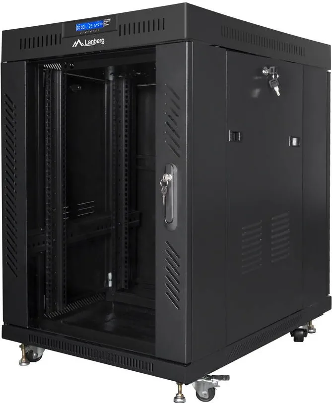 Rack LANBERG Rack cabinet 19" free-standing 15U/600x800 (flat pack) with glass door lCD V2, black