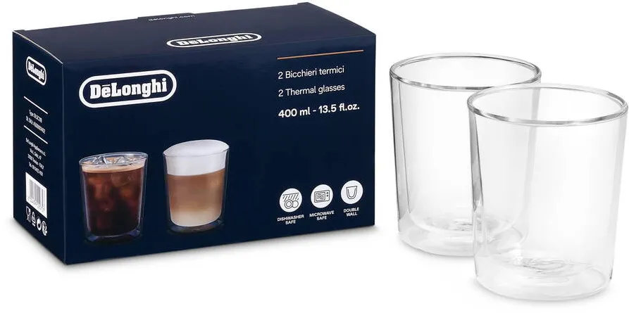 DELONGHI Set pahare De'Longhi DLSC318, 2 piese, 0.4l, sticla transparent