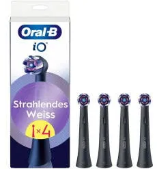 ORAL-B Braun iO Radiant White 4-pack, black brush heads, for a brightening clean