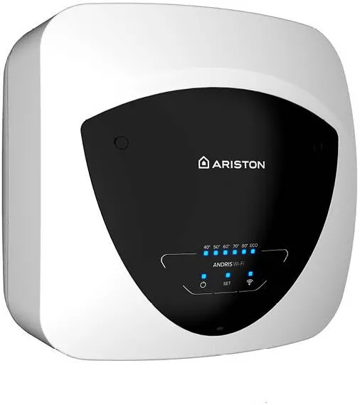 ARISTON Boiler electric Andris Elite WiFi 10U/5 EU, 10l, 1200W, butoane soft touch, control vocal, clasa energetica A, Montare sub chiuveta, 360x360x298mm, Alb