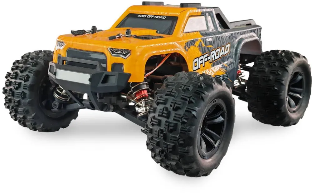 Jucarie creativa AMEWI Masinuta RC MEW4 MonsterTruck Brushless 4WD, 1:16, LED, viteza maxima 40 km/h, set RTR