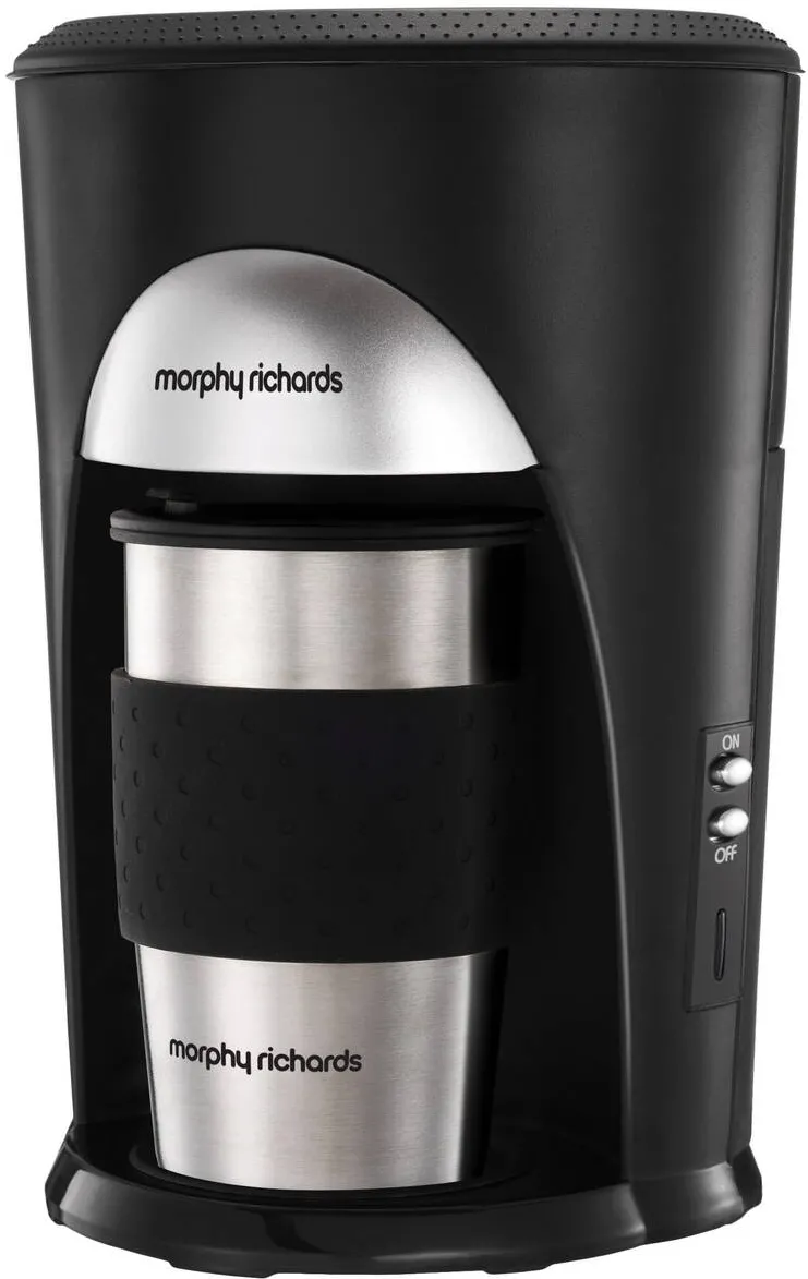 Cafetiera Morphy Richards Cafetiera "On the Go" 162740, 500W, Cana termorezistenta, Negru/Argintiu