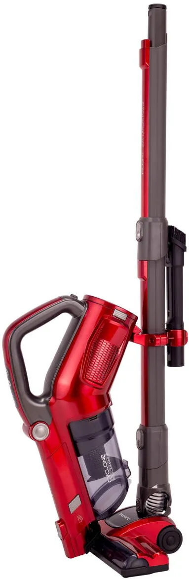 Aspirator DAEWOO vertical 9 in 1 RSH-310GR, putere 130 W, recipient colectare praf 0.6 litri, filtru HEPA, Litiu-Ion 22.2 volti, autonomie 30 de minute, timp de incarcare 4 ore, baterie detasabila, 2 trepte de putere, rosu/argintiu