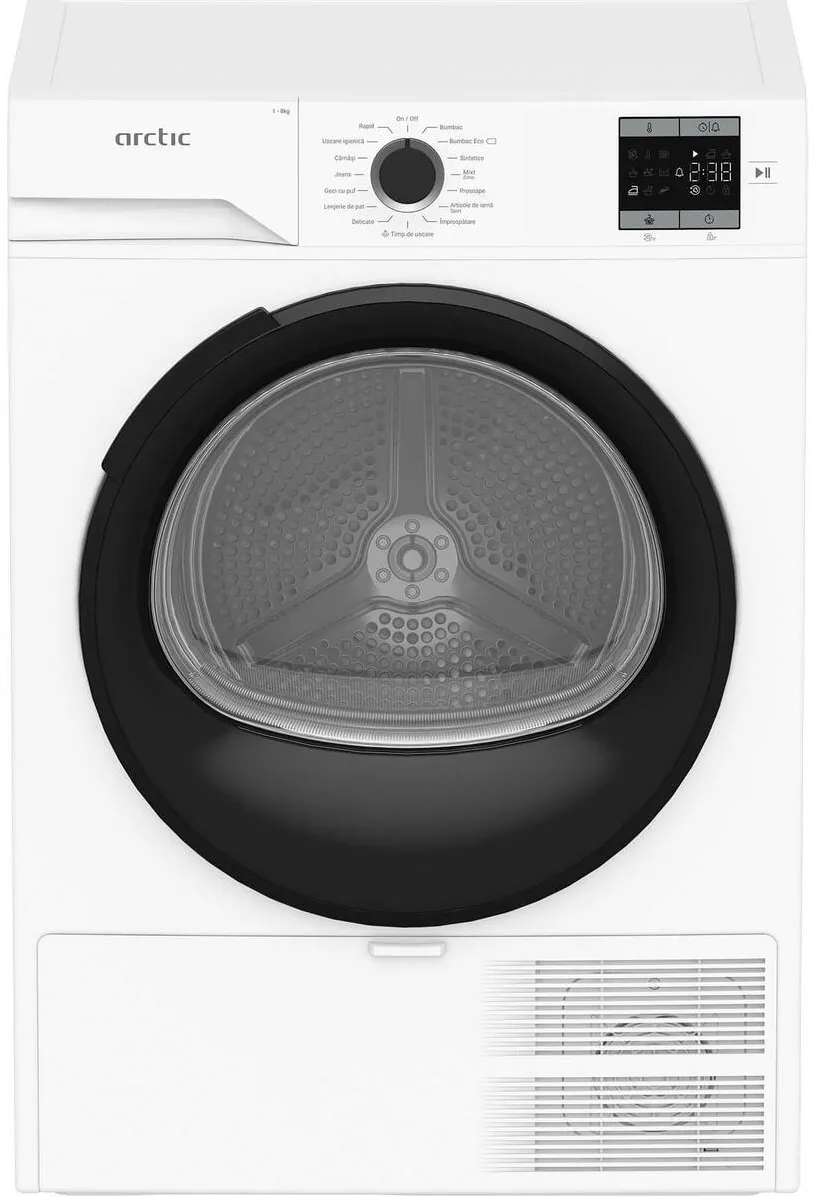 ARCTIC Uscator de rufe A2T18239W, pompa de caldura, 8 kg, 15 programe, clasa D, Alb