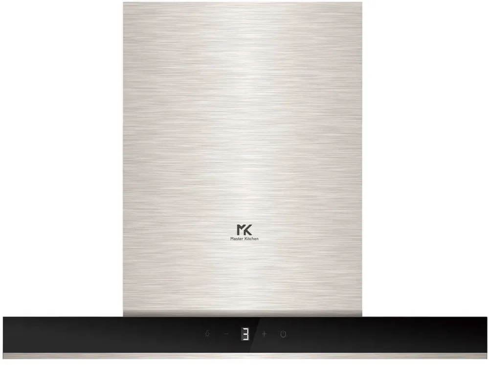 Master Kitchen Hota Master Kitchen MKHD T9081ED-TouchBK/XS 800Mc/h Latime 90cm Clasa A Control Slide Touch 3 Filtre Aluminiu Sticla Neagra/inox