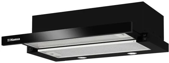 HANSA Hota telescopica OTP6243BGH, 60 cm, 389 m3/h, 1 motor, 2 filtre aluminiu, 3 trepte, iluminare LED, negru