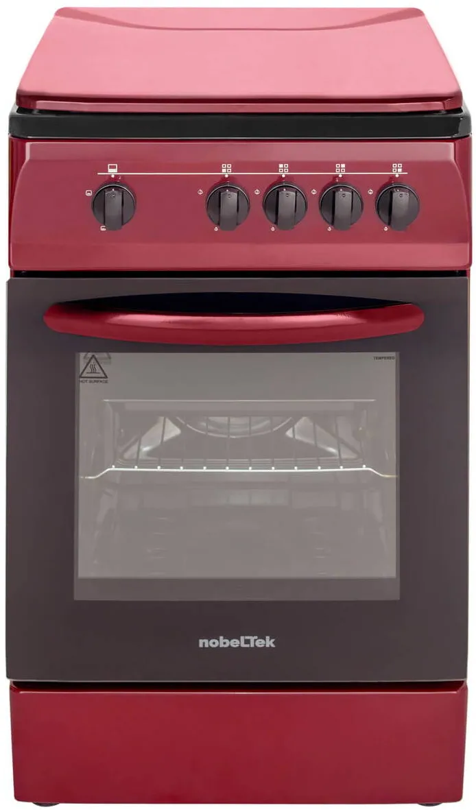 Aragaz NLT 1065BD/G1, Gaz, 4 arzatoare, Dispozitiv siguranta plita si cuptor, 50 x 60 cm, Rosu Bordeaux