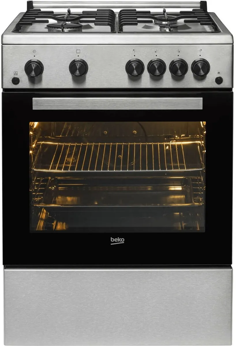 Aragaz FBGT62110DXO, Gaz, 4 arzatoare, Aprindere electrica plita/cuptor, Grill, Rotisor, High-Efficiency Gas Burner, Timer, 60 cm, Inox