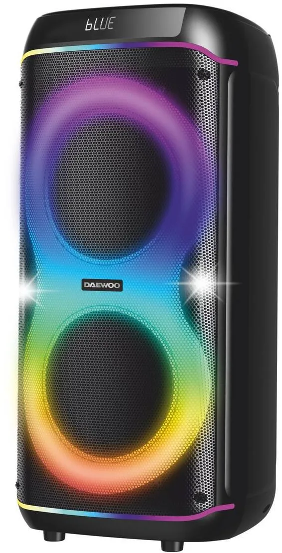 DAEWOO Boxa Portabila DPS80 RMS 80W Redare USB si Card Telecomanda Microfon Wireless Lumini LED Mod Karaoke Negru