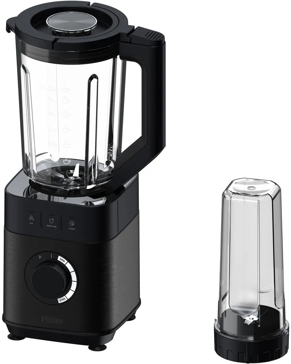 Haier Blender HBL5B2 011, 1200W, corp din metal, program automat de spart gheata si smoothie, negru