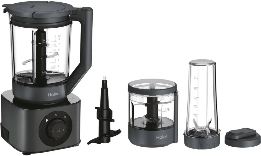 Haier Blender HBL7W5 011, 1200W, display LCD, corp din tritan, program automat de spart gheata si smoothie, gri obsidian