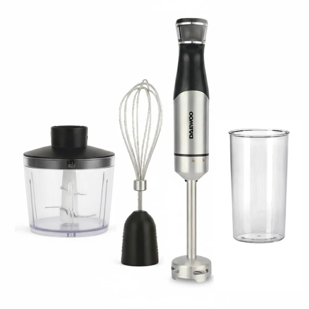 DAEWOO Mixer vertical DHB100X, putere 1000 W, tija detasabila din inox, 6 trepte de viteza, functie turbo, lama din inox, Inox