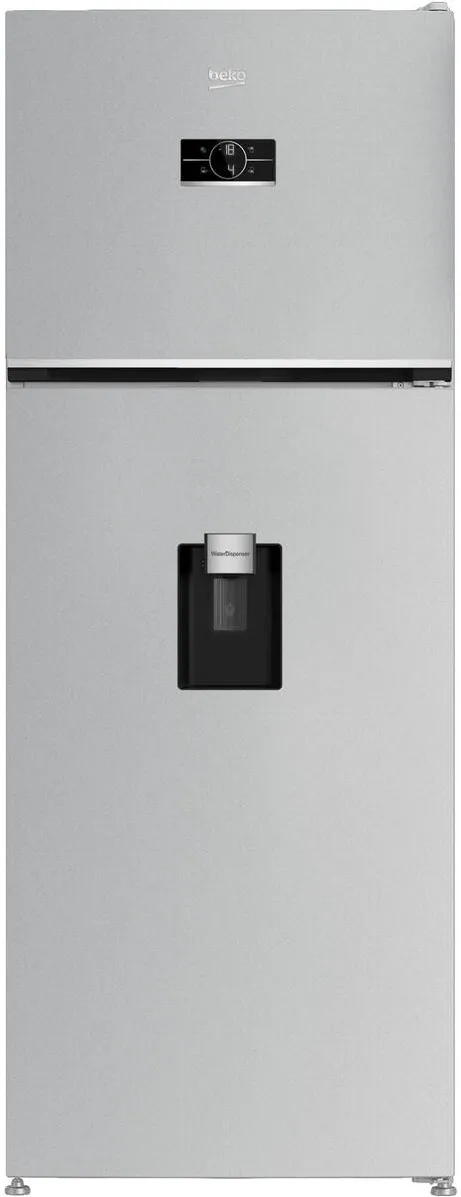 BEKO Frigider cu doua usi B5RDNE504LDM, 477 l, HarvestFresh™, AeroFlow™, Everfresh+®, No Frost, Slim tank water dispenser, Display, Clasa E H 186,5 cm, Glossy Grey