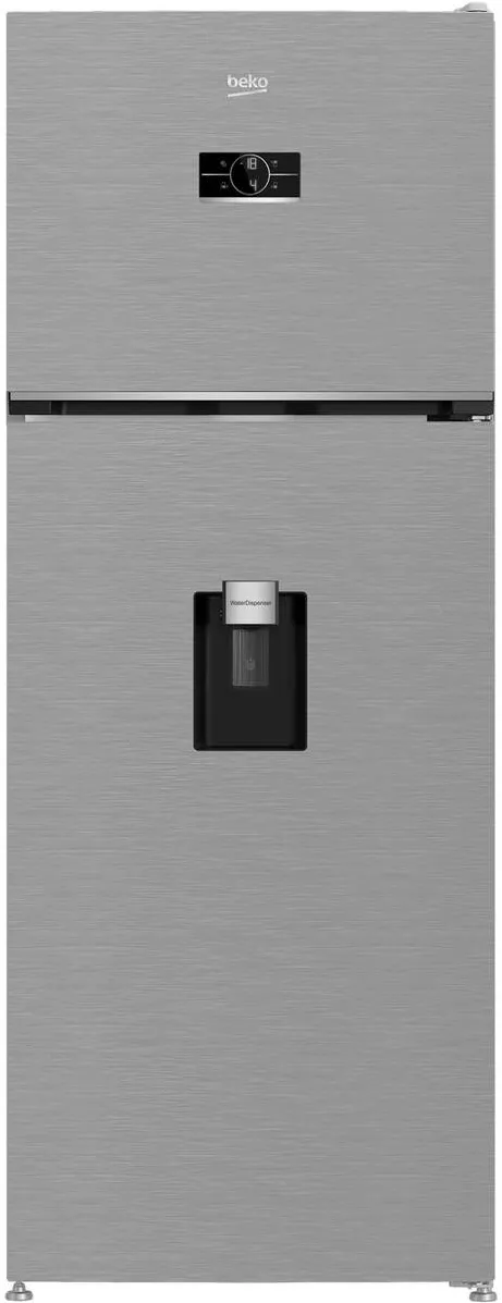 BEKO Frigider cu doua usi B5RDNE504LDXB, 477 l, No Frost, HarvestFresh, Everfresh+, AeroFlow, Display, Compartiment 0°C, Clasa E, H 185 cm, Metal Look