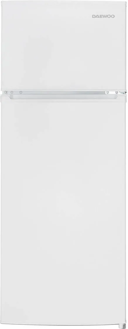 DAEWOO Frigider cu doua usi Static, congelatorul sus, volum net 204L, control mecanic, usi reversibile, raft pentru sticle, clasa E, Alb