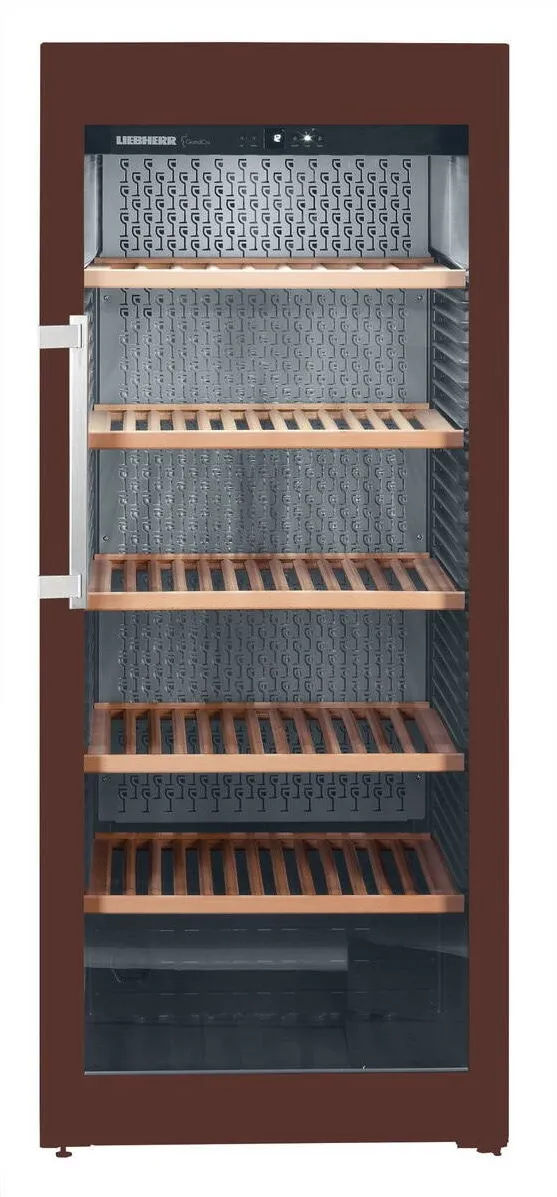 Liebherr Vitrina pentru vinuri WKt 4552, 435 L, 201 sticle, Rafturi lemn, Control electronic, Display, H 165 cm, Clasa F, Maro